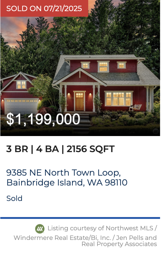 North Town Loop Sold by Jen Pells Windermere Bainbridge.